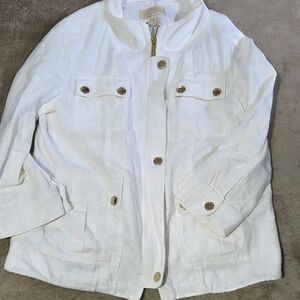 Michael Kors White Utility Jacket with Gold Buttons